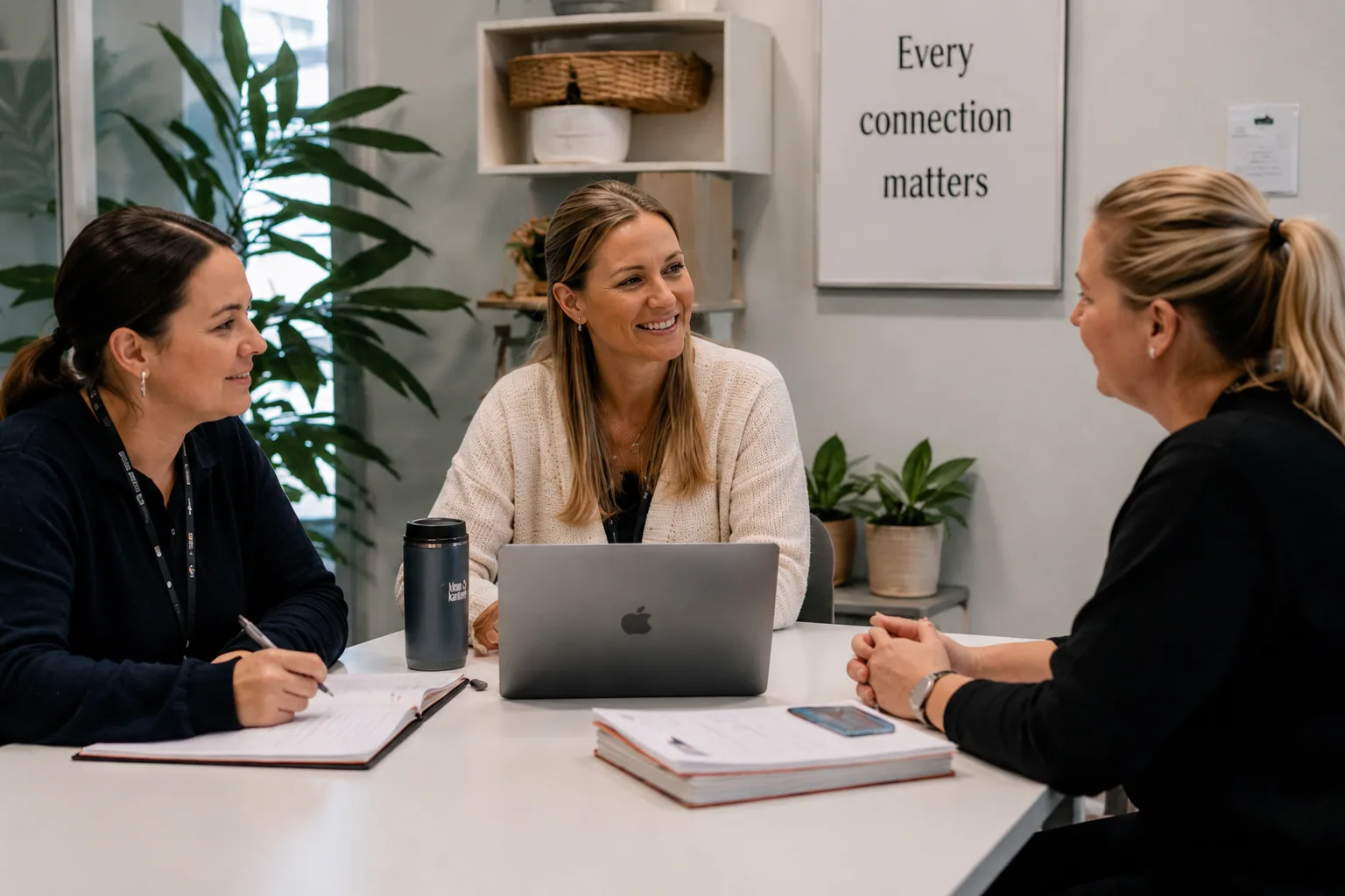 School wellbeing staff in consultation around a table